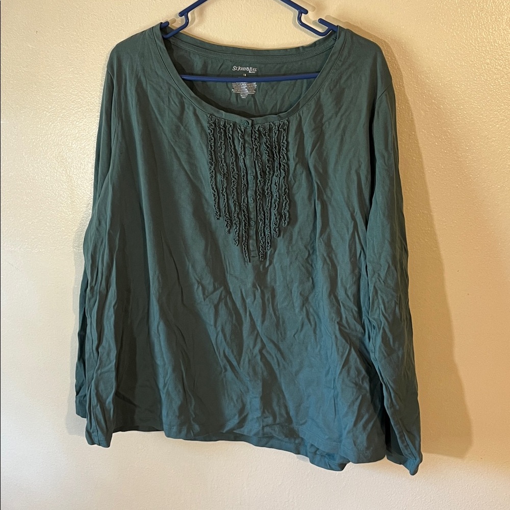 St. John's Bay Teal Long Sleeve Top